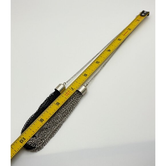 Vintage Two-Tone Chain Necklace Black & Silver Tone Statement Piece - Picture 2 of 6